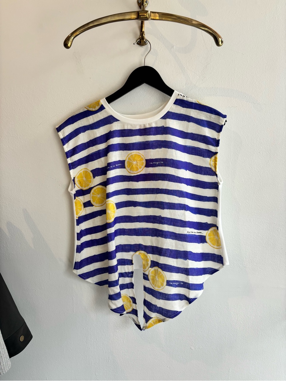 Vilagallo Blue & White Striped Tank with Yellow Lemon Motif